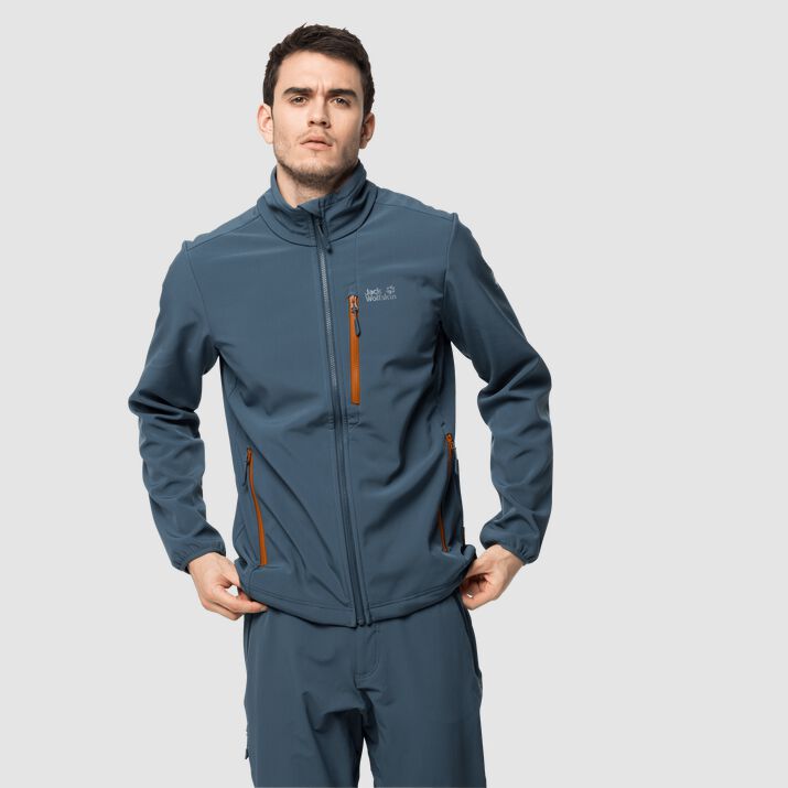 Chamarra Softshell Jack Wolfskin Whirlwind Hombre Grises Azules Mexico-4786219